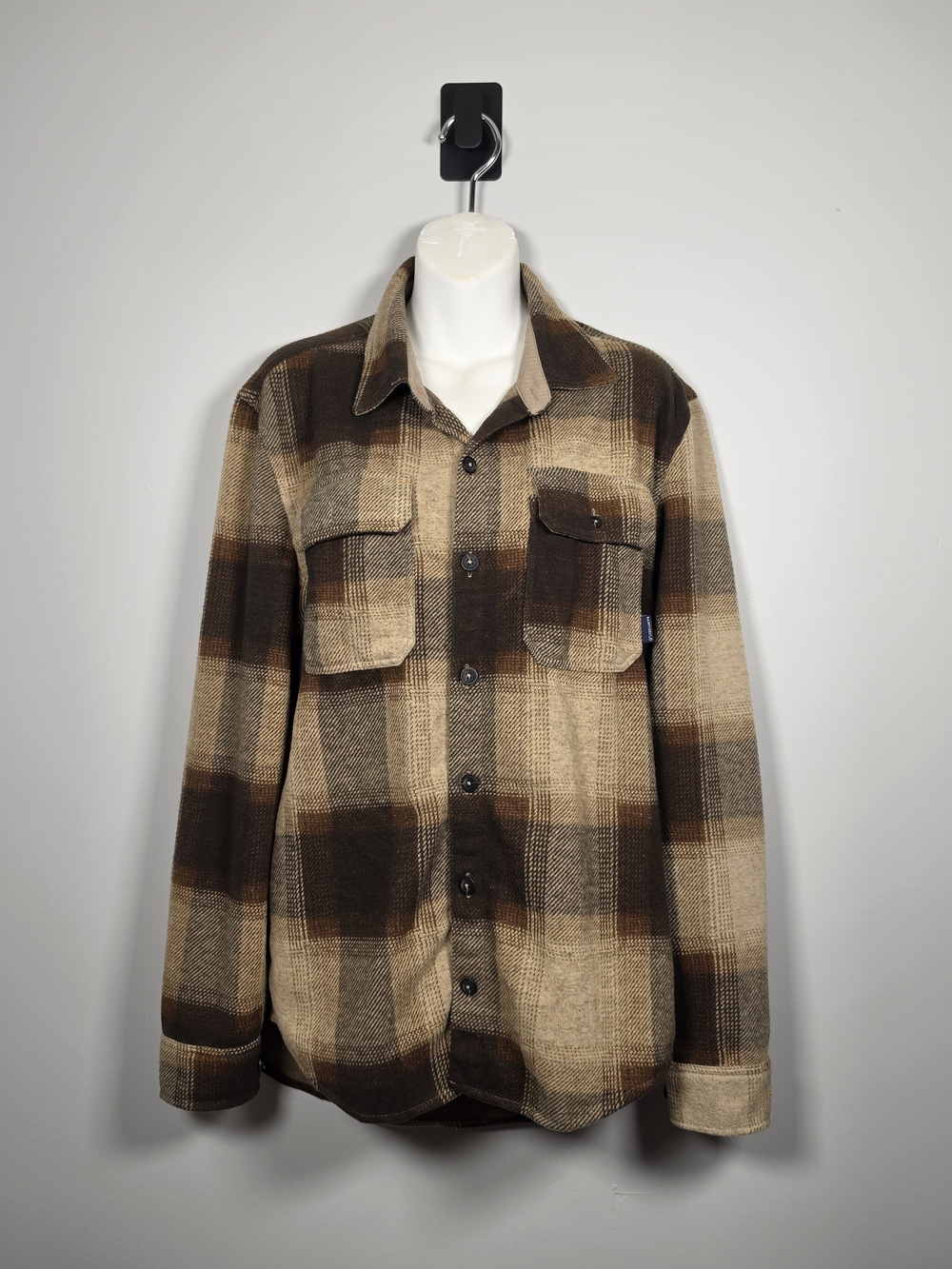 Men's Brown Plaid Button-Up Jacket